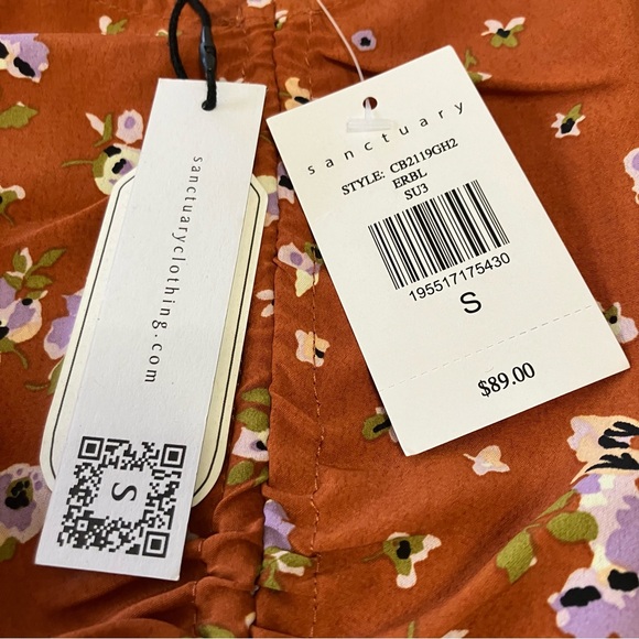 Sanctuary NWT Brown Small Floral Crop Top, Puff Sleeves - Picture 4 of 15